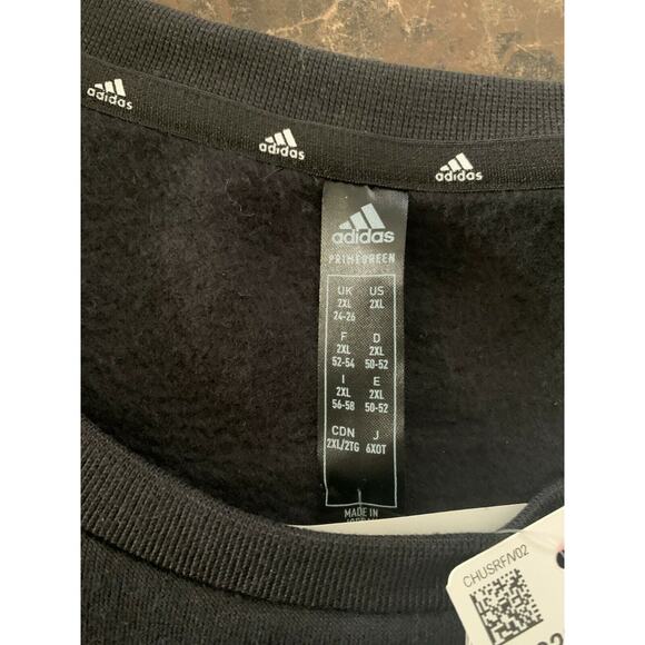 Adidas Primegreen Women's Fleece Loose Cropped 3-Stripes Sweatshirt 2XL Black - Picture 10 of 10